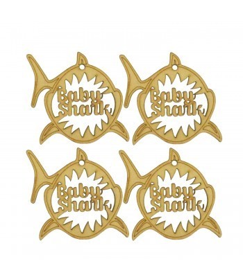 Laser Cut Pack of 4 Themed Baubles - Baby Shark
